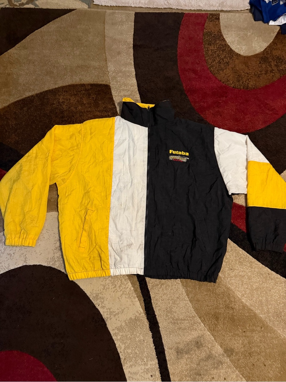 Colorblock Windbreaker Jacket - Yellow Black White